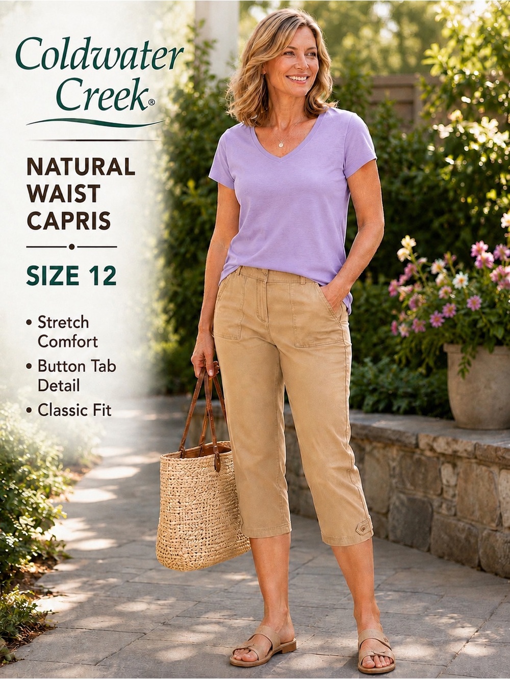 Coldwater Creek Natural Waist Capri Pants | Women’s Size 12 | NWT